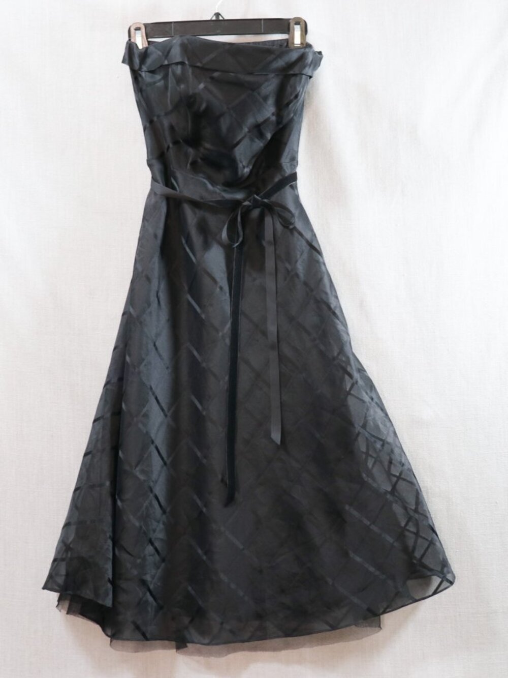 VTG Express Silk Cocktail Dress 7/8* 5/6 50s Style Strapless Black Goth Fairy - Picture 9 of 14